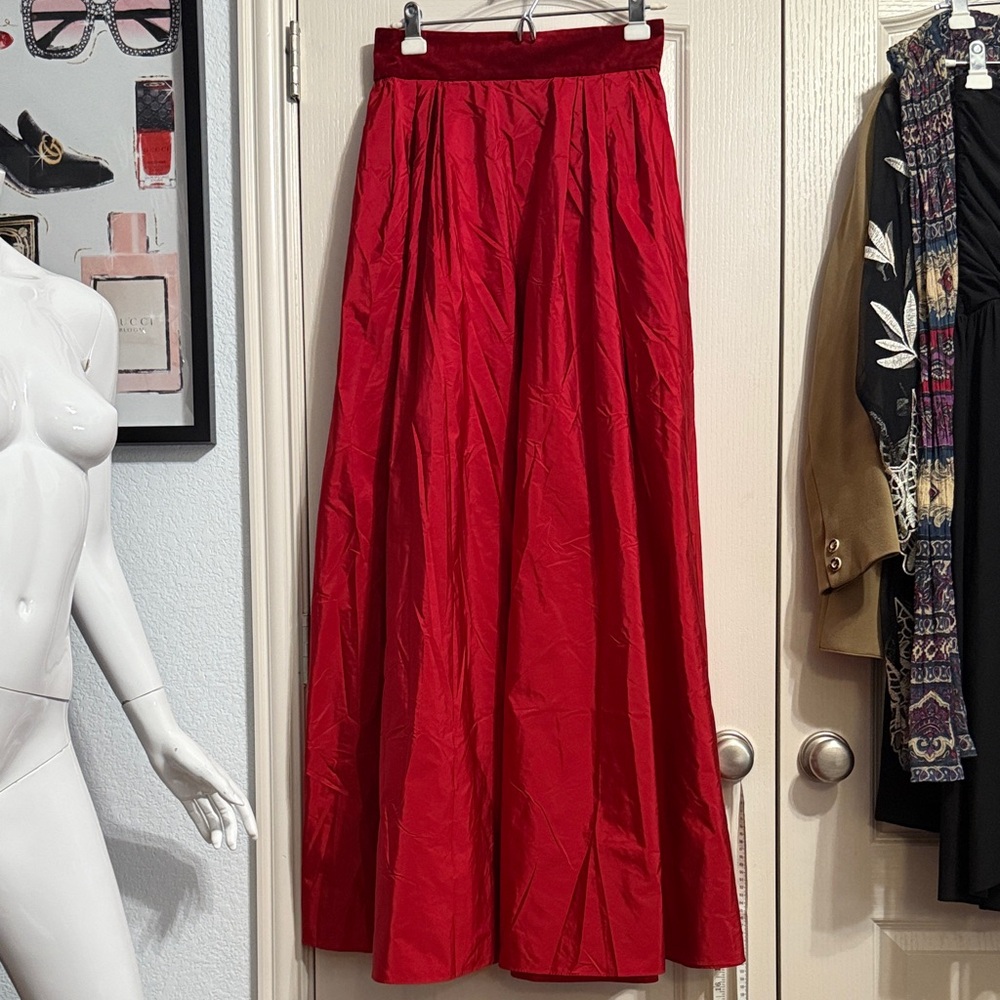 Max Mara Ponza Red High Waist Maxi Skirt Holiday Formal Party Luxury Minimalist - Picture 2 of 10